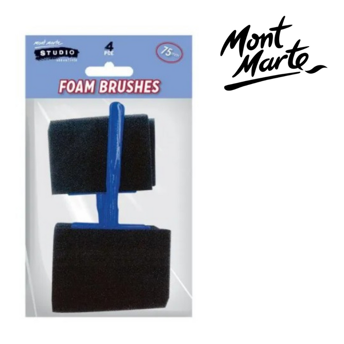 Mont Marte Foam Hobby Brush 75mm 4pc Poly Bag