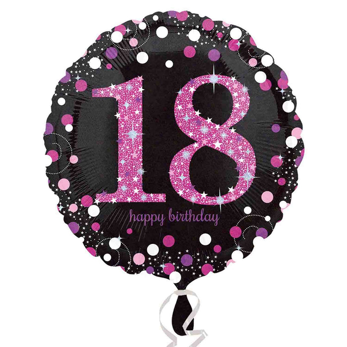 Foil Balloon 45cm Standard Holographic Pink Celebration 18 S55