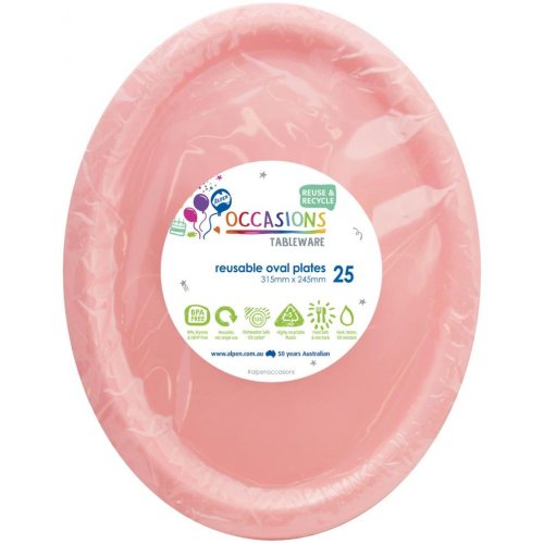 Reusable Oval Plate Light Pink 31.5cm 25pk