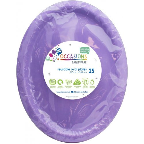 Reusable Oval Plate Lavender 31.5cm 25pk
