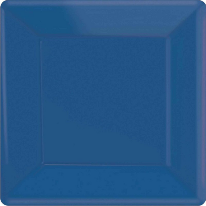 Paper Plates 26cm Square Bright Royal Blue Pk20