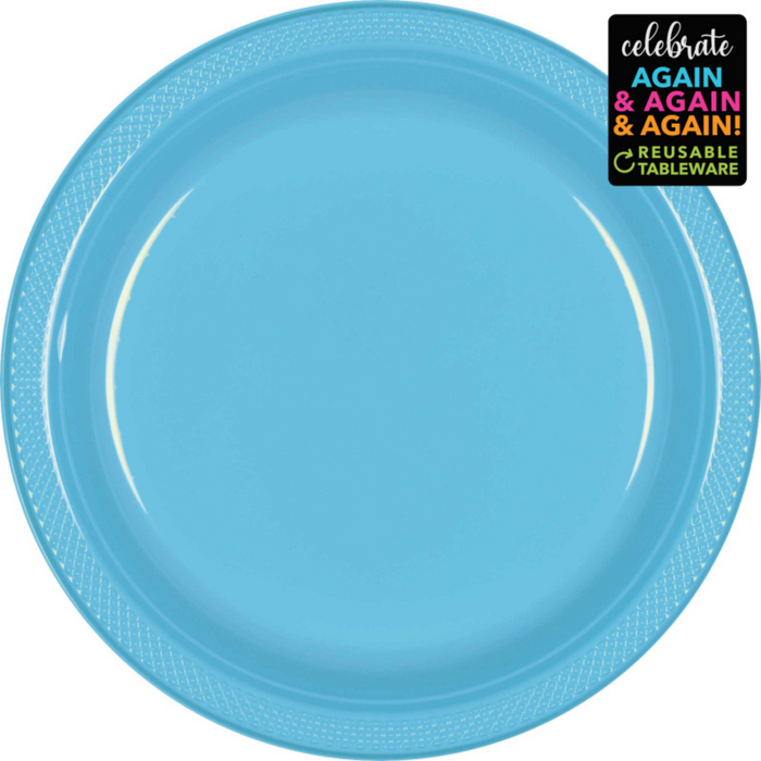 Premium Plastic Plates 23cm 20 Pack - Caribbean Blue Pk20