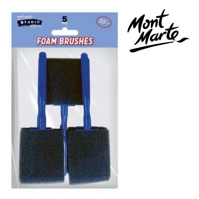 Mont Marte Foam Hobby Brush 50mm 5pc Poly Bag