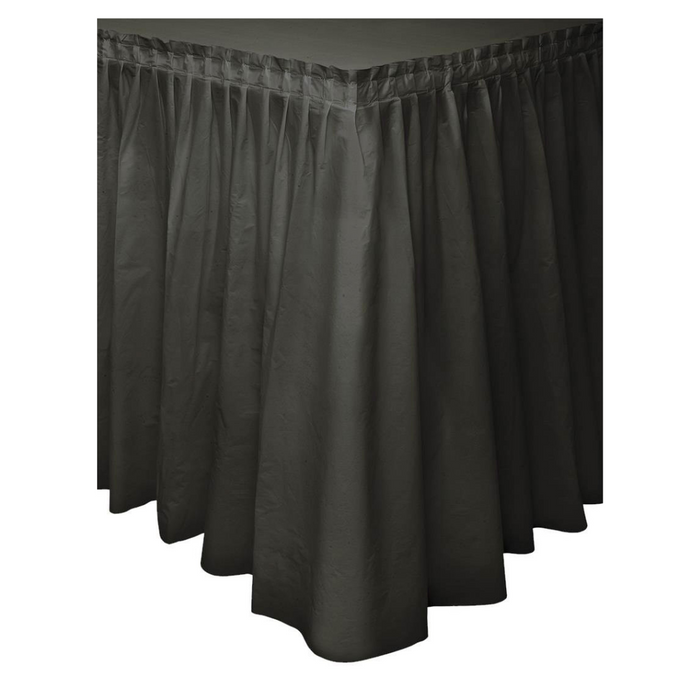 Midnight Black Plastic Tableskirt 73cm x 4.3m