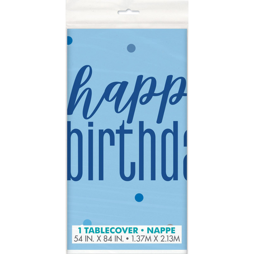 Happy Bday Tablecover Blue