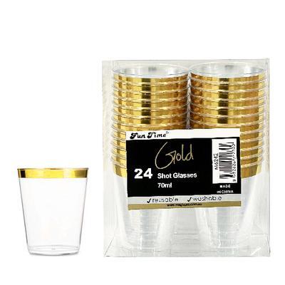 Large Disposable Shot Glasses Gold 70ml (24pk)