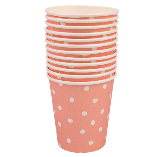 Dotty Paper Cups Coral 200ml 12pk