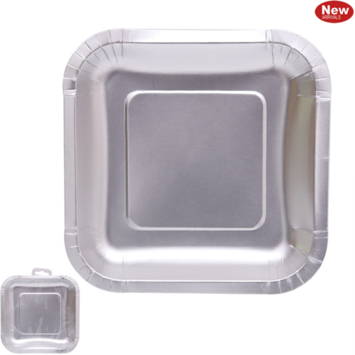 Silver Square Plates 178Mm Pk Of 12