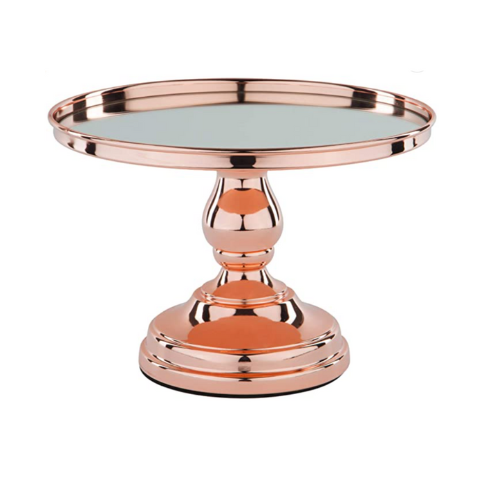 Sweets Stand™ Round Mirror-Top Cake Stand Rose Gold Plated 25cm