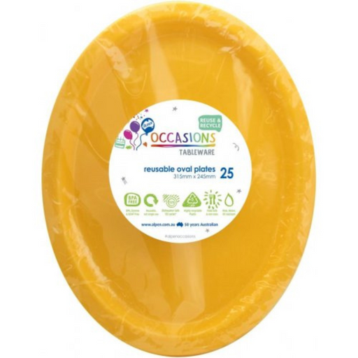 Ronis Reusable Oval Plate 31.5cm Yellow