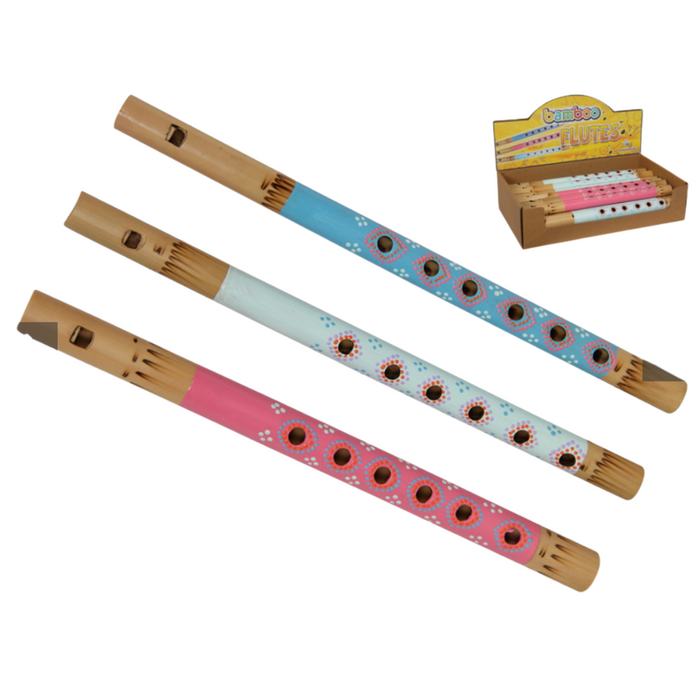 Coloured Bamboo Flute with Dots 3 Asstd