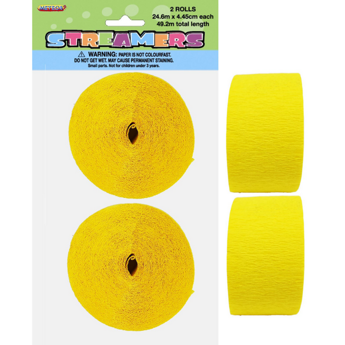 Crepe Streamers Soft Yellow 81ft Pkt2