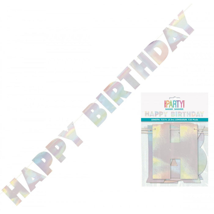 Iridescent Foil Happy Birthday Banner 2.2m