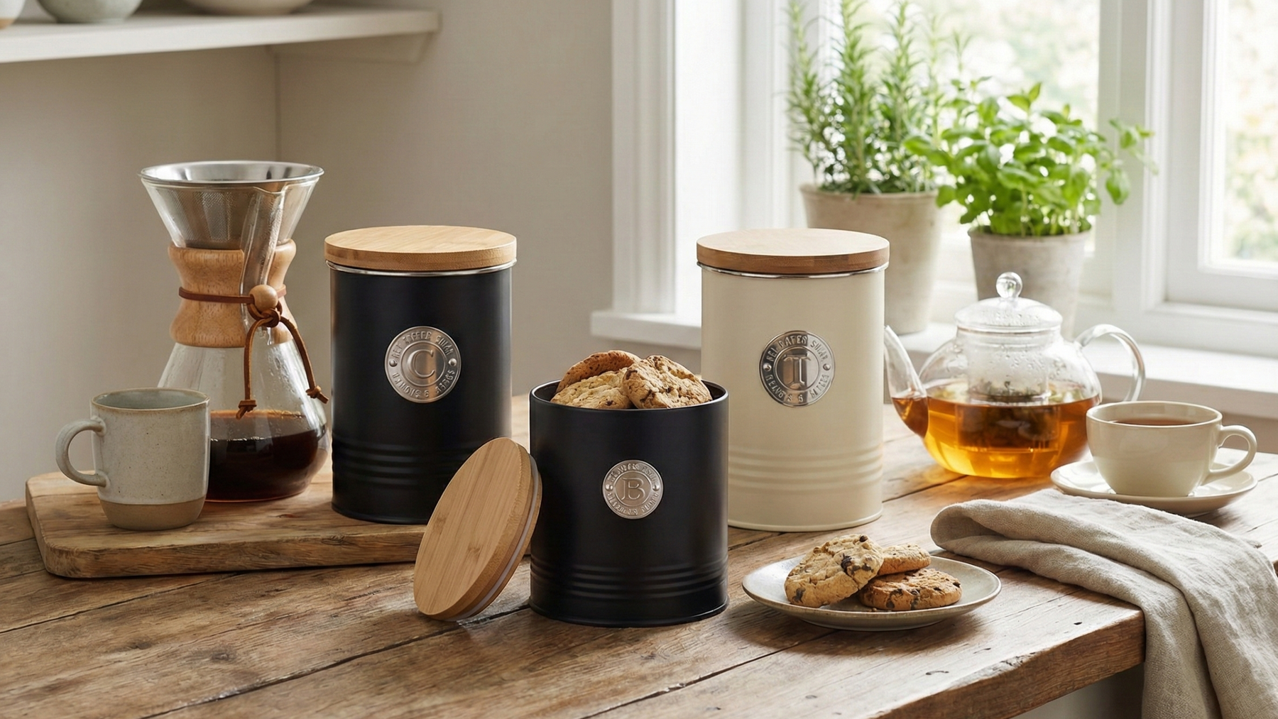 smart pantry organizers and stylish kitchen canisters.