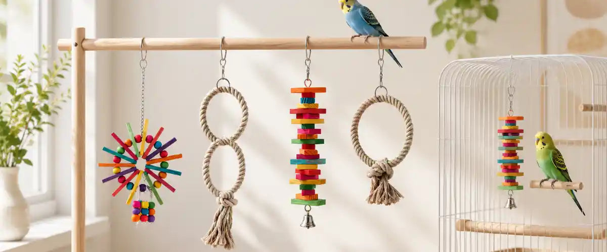 Bird supplies collection featuring feeders, toys, cages, accessories and everyday essentials for pet birds.