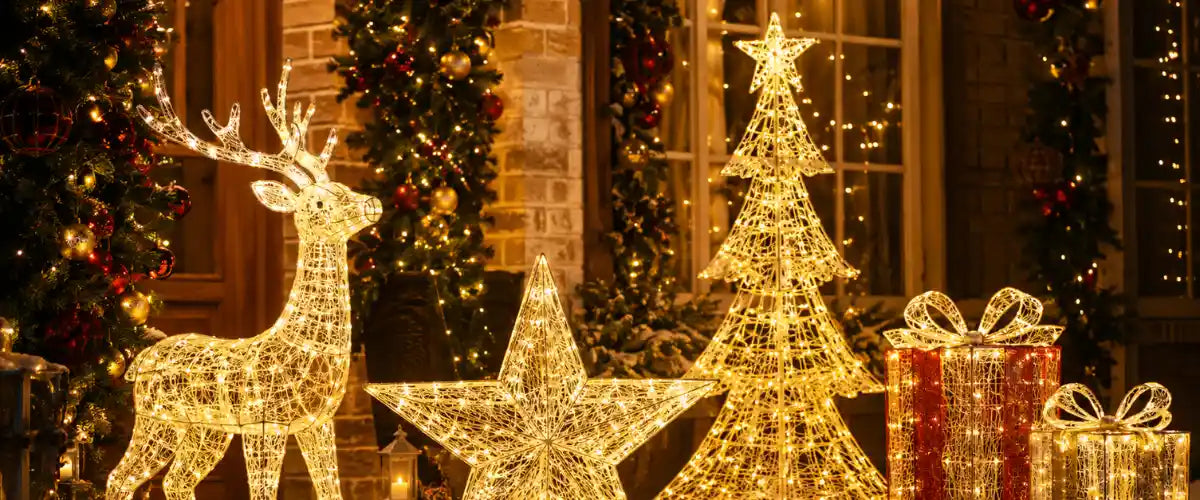 Christmas LED 3D light display with festive illuminated decorations