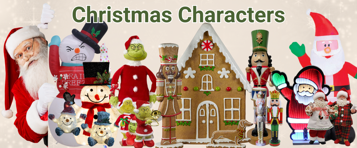 Christmas characters like Santa Claus, the Grinch, snowman, gingerbread man, and reindeer for a playful, festive holiday atmosphere in your home.