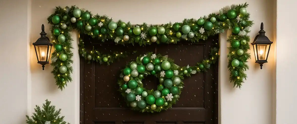 Christmas garlands and wreaths collection featuring festive greenery and decorative accents for doors, walls, mantels and holiday displays.