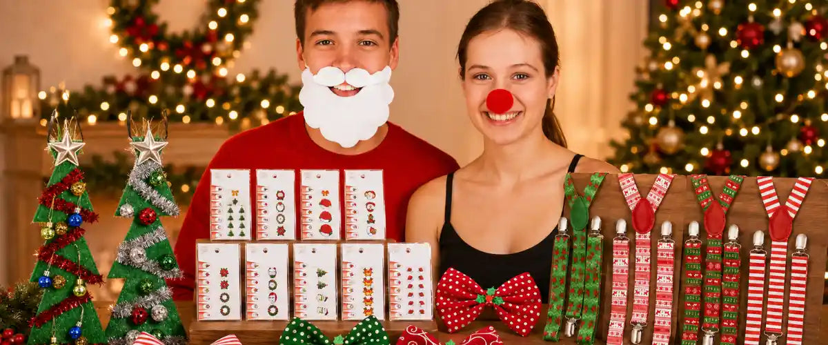Christmas Props featuring festive holiday accessories, decorative items and seasonal props for Christmas parties, photos, displays and celebrations.