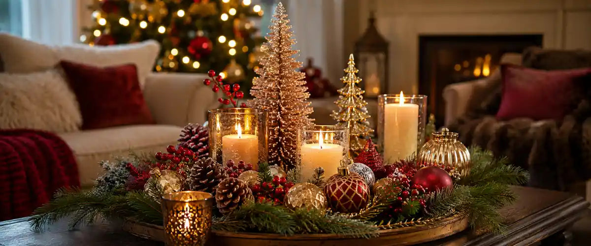 Christmas table displays and decorations collection with festive pieces for holiday styling
