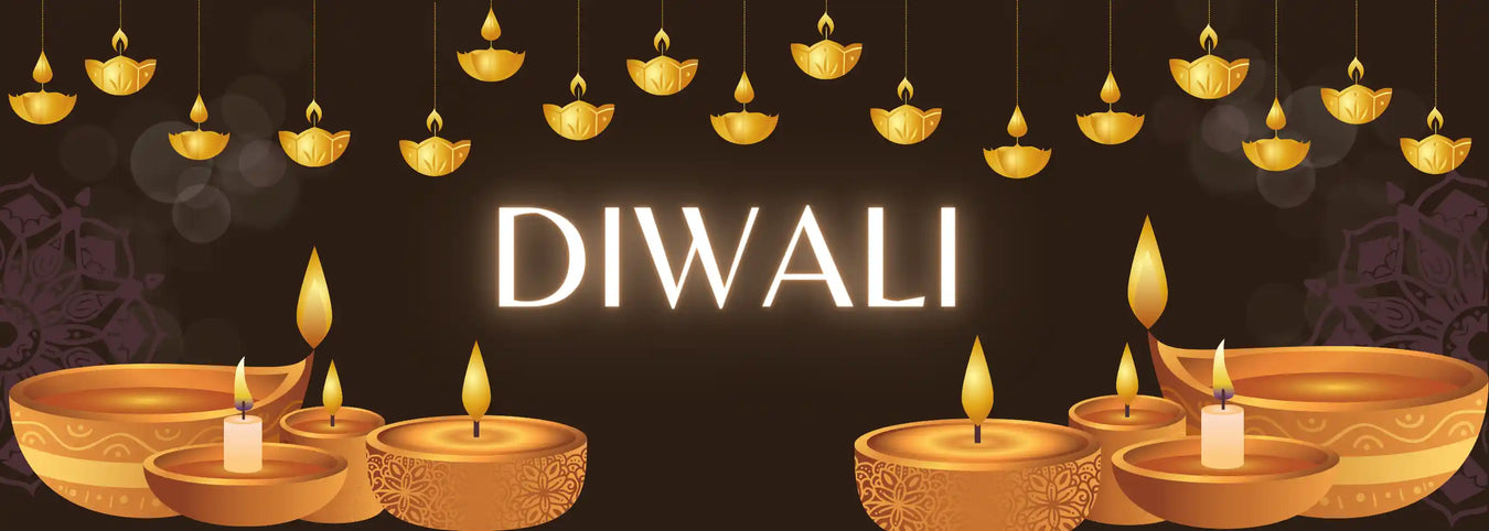 Diwali collection featuring festive candles, LED lights, lanterns, elegant table décor, colourful decorations and celebration accessories for the Festival of Lights.