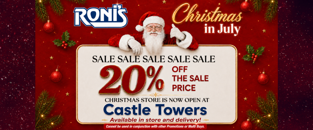 Christmas in July collection featuring Christmas trees, festive lights, decorations, baubles, wreaths, gifts and holiday home décor for winter celebrations in Australia.