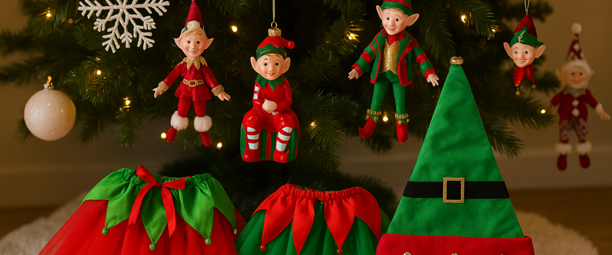 Christmas Elf Hanging Decors with festive colours and glitter details