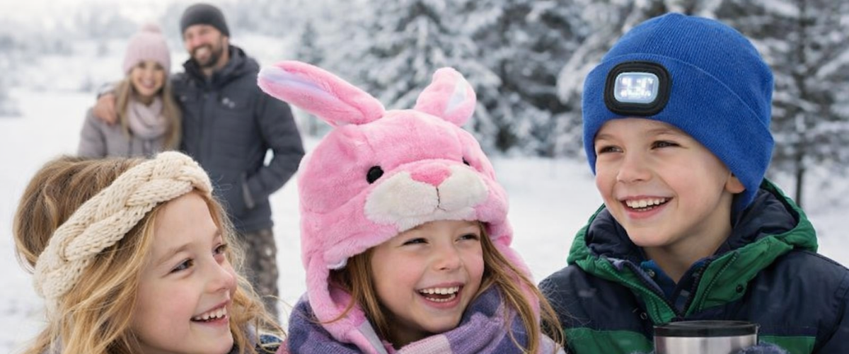 Winter beanies, hats and headbands collection featuring cosy cold-weather headwear