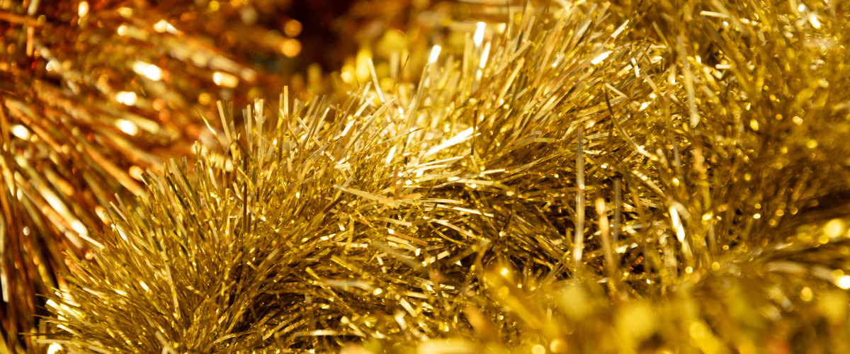 Christmas Tinsel Decorations – assorted festive tinsel garlands in metallic and colourful finishes for trees and holiday displays