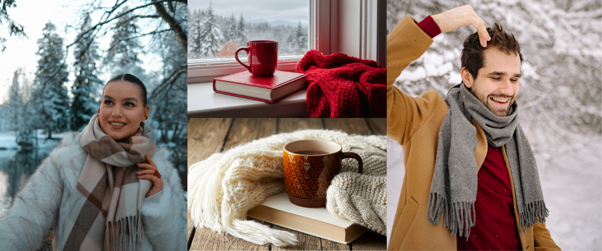 Winter scarves collection featuring cosy cold-weather accessories