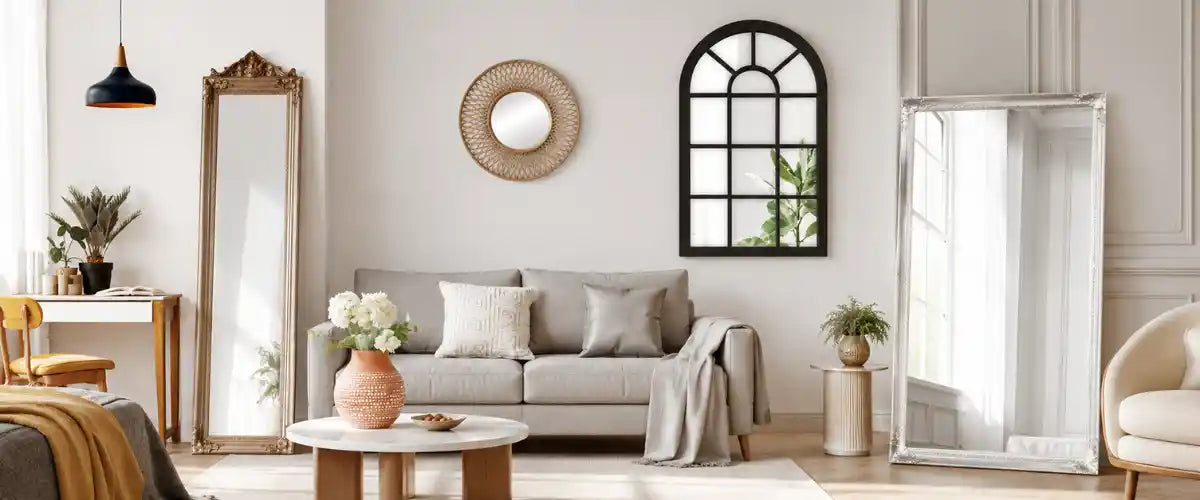 Mirror collection featuring stylish decorative and functional mirrors for bedrooms, bathrooms, hallways and modern home décor.