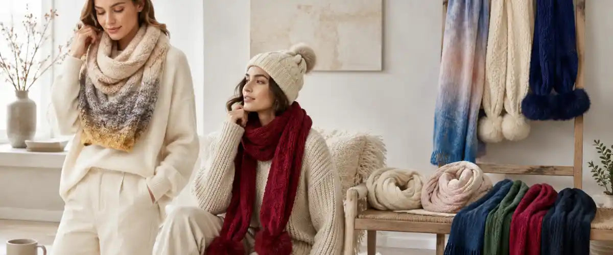 Winter scarves featuring warm, cosy and stylish designs for everyday cold-weather wear and layering.