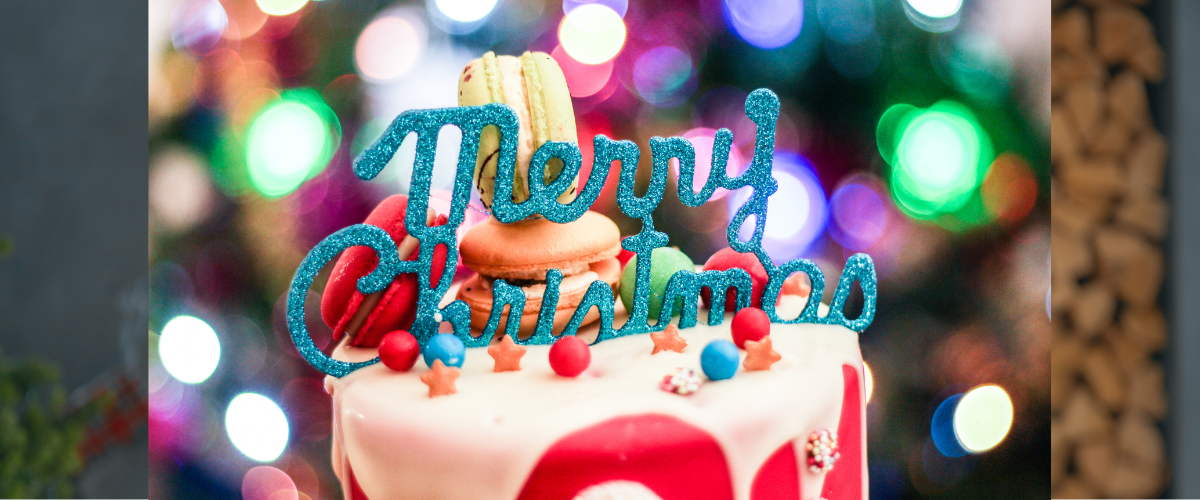 Christmas cake stands and cake toppers collection with festive designs for holiday desserts