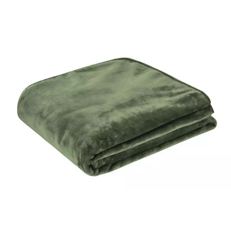 Solid Faux Mink Blanket Sea Kelp 220x240cm 600gsm