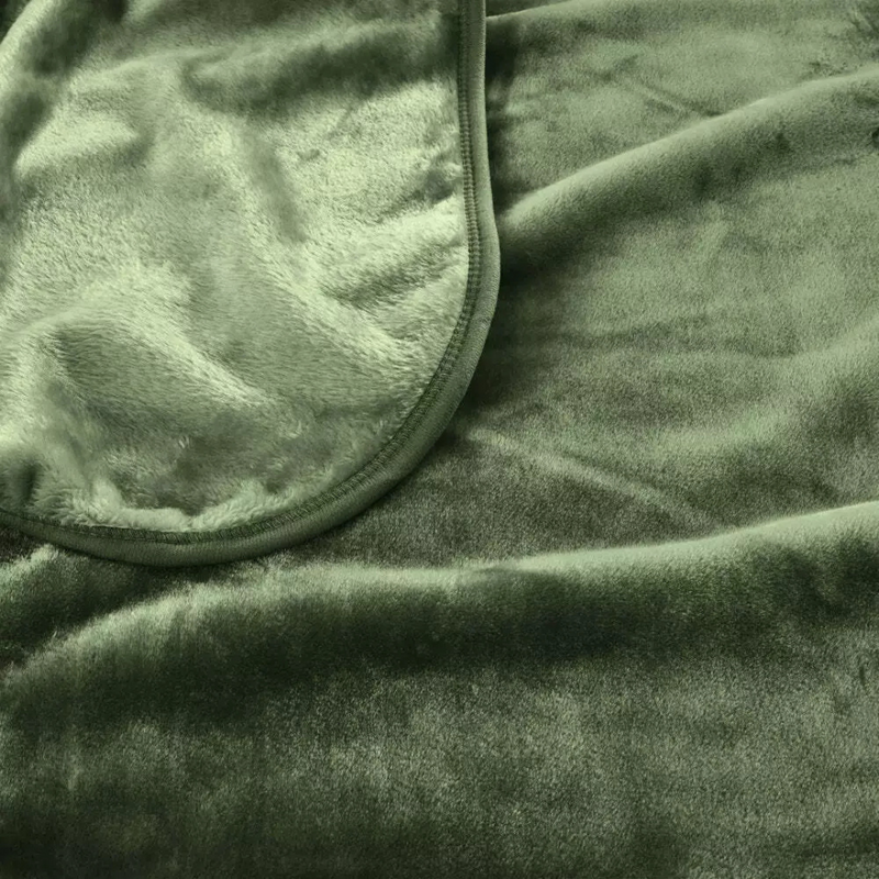 Solid Faux Mink Blanket Sea Kelp 220x240cm 600gsm