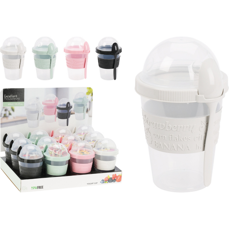 clear yoghurt mug in 4 assorted designs
