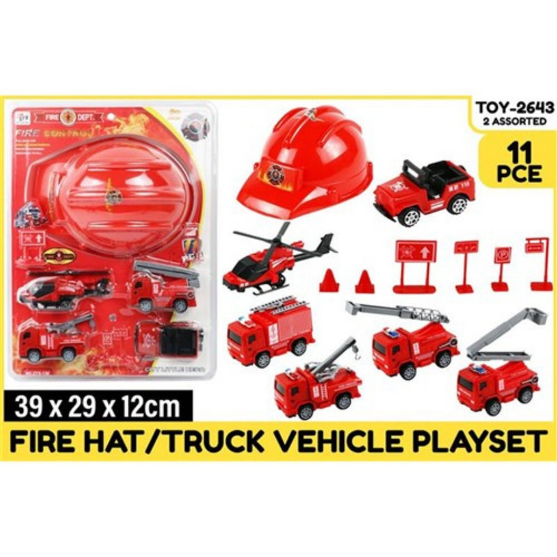 Ronis 1 Fire Hat and Truck Vehicle Play Set 2 Asstd