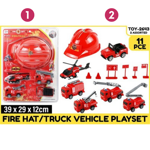 Ronis 1 Fire Hat and Truck Vehicle Play Set 2 Asstd