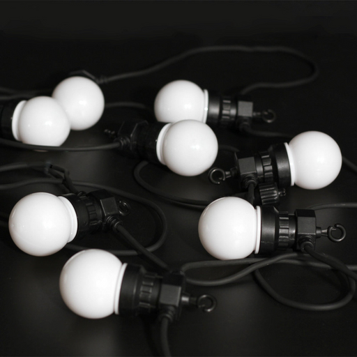 Ronis 10 RGB LED Opal Globes Festoon Light Black 10M