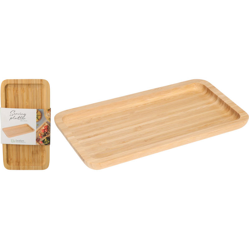 bamboo serving tray measuring 25 x 13 x 1.8cm