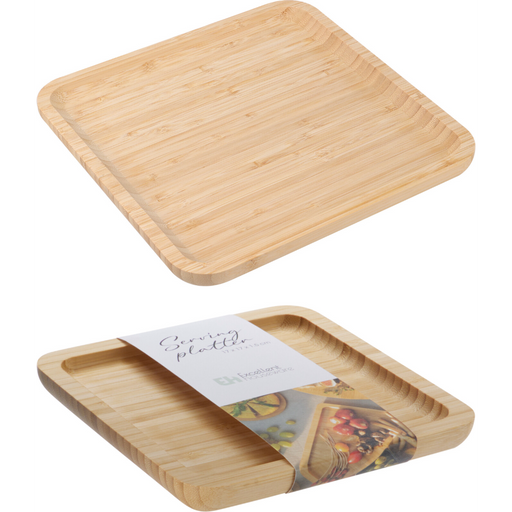 bamboo serving tray measuring 17 x 17 x 1.5cm