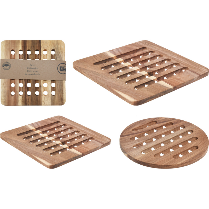 acacia wood trivet in 2 assorted designs
