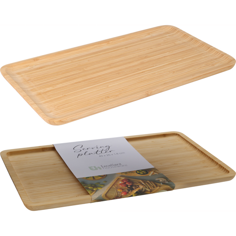 bamboo serving tray measuring 43 x 25cm