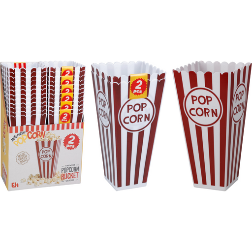 2 piece popcorn bucket set for snacks and movie nights