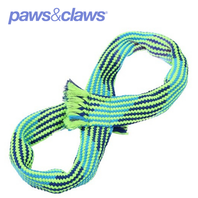 Tug-Of-War Infinity Ropew/ Squeakers Blue/Green 33cm