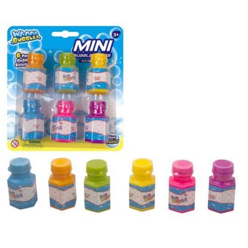 6 pack mini bubble bottles with wands