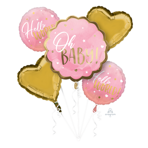 Foil Balloon 45cm Bouquet Oh Baby Pink Baby Girl