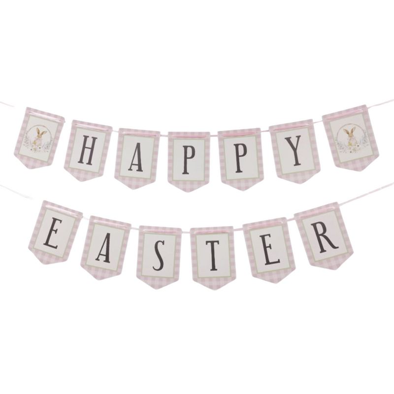 Pink Gingham Easter Bunting