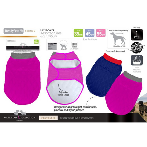 1pce Dog Quilted Jacket 35-45-55cm