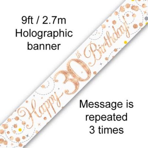 Rose gold 30th birthday foil banner